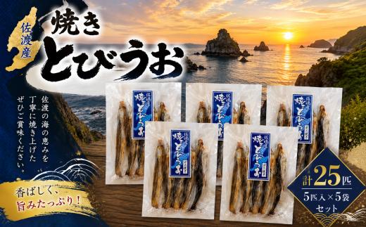 【佐渡産 焼きとびうお】5匹入×5袋セット とびうお | 新潟県産とびうお 佐渡産とびうお 佐渡島産トビウオ とびうおトビウオ 海産物 香ばしい風味 出汁 あご酒 お酒のおつまみ にいがた さど 新潟県 佐渡市
