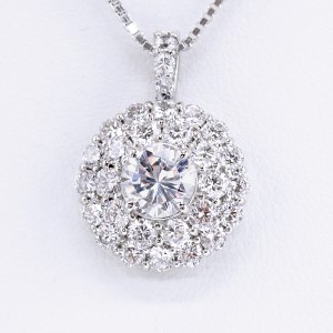770-9-1 ネックレス PT900 プラチナ ダイヤモンド【VS1 1.0ct】計2.7～3.0ct パヴェ 取り巻き ゴージャス ペンダント【f195-pt】 ALPAZ080