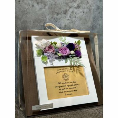 ふるさと納税 出雲市 ブリザードフラワーのフォトフレーム(木製スタンドタイプ)【パープル】 |  | 01