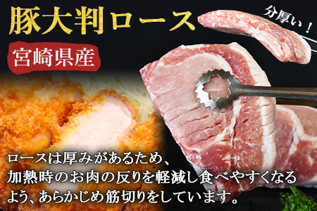 ＜宮崎県産 豚大判ロース 合計1.6kg＞翌月末迄に順次出荷 【豚肉 豚ロース カツ丼 豚丼 カツカレー ステーキ ソテー トンテキ とんかつ 厚切り 1枚200g 小分け お料理 おかず おつまみ 