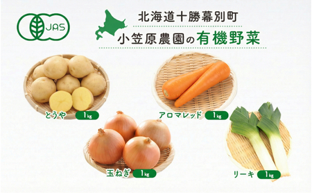 先行予約 有機野菜 4種セット 4kg とうや にんじん 玉ねぎ リーキ