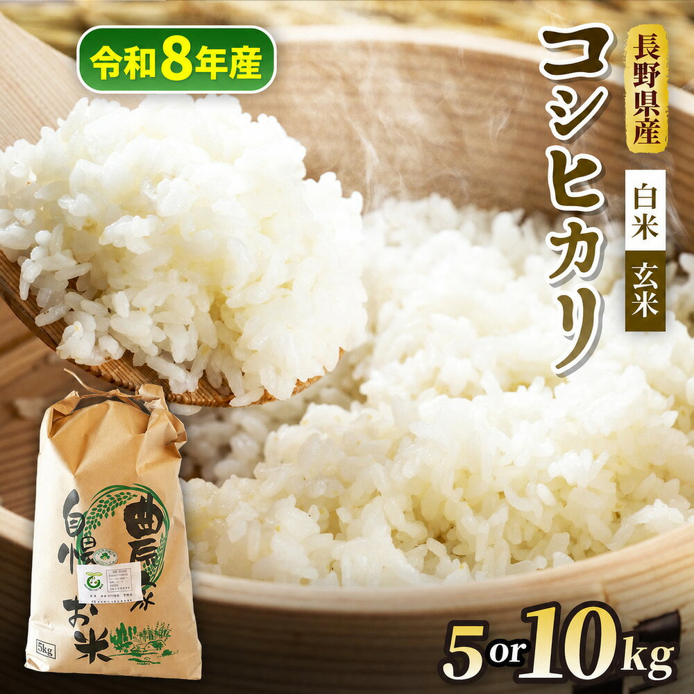 【ふるさと納税】令和8年産 コシヒカリ 選べる精米方法（ 白米 / 玄米 ）・選べる内容量（ 約5kg / 約10kg ) 信州安曇野松川村産 特別栽培米 | そば処こうや 米 こめ コメ お米 白米 玄米 コシヒカリ ライス 長野県 松川村 信州
