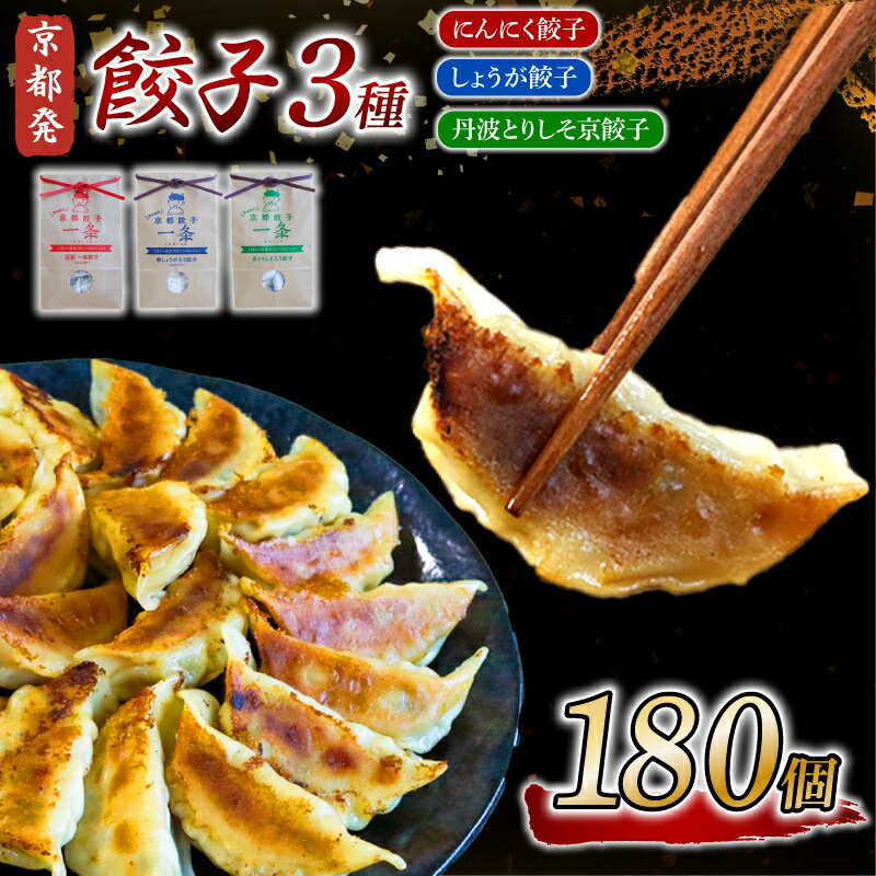 【ふるさと納税】 餃子 3種詰め合わせセット 180個 (にんにく餃子/しょうが餃子/丹波とりしそ京餃子) 冷凍 ギョーザ しょうが 生姜 豚肉 便利 簡単調理 惣菜 絶品 おかず お子様 家族 こだわり餃子 人気餃子 簡易包装 訳あり餃子 訳アリ 生餃子 京都 井手町 京都餃子一条
