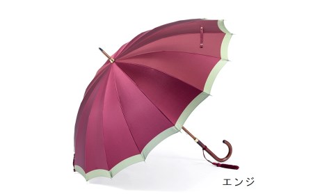 【前原光榮商店】婦人用雨傘 ボーダー-W-カーボン〈手元：楓〉名入れ可(カラー：エンジ）