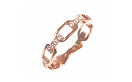 0.20CT　ダイヤチェーンデザインリング　R3990DI-R　ピンクゴールド【サイズ：8号～18号（0.5号刻み対応可）】
