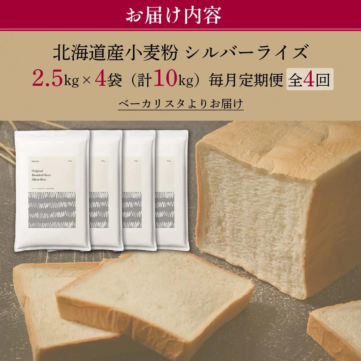 【毎月定期便】北海道産 小麦粉 はるゆたかブレンド小麦粉 シルバーライズ（パン用強力粉）10kg 全4回 MROBI032
