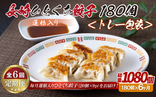E341p 蓮根入り 長崎ひとくち餃子〈トレー包装〉180個【6回定期便】