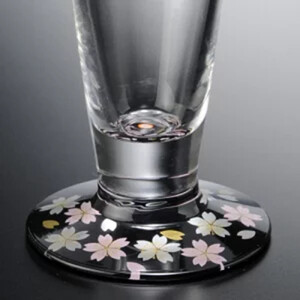 みよし漆器本舗 紀州塗りビールグラス ぬりもん de Verre 蒔絵 桜 黒 285ml