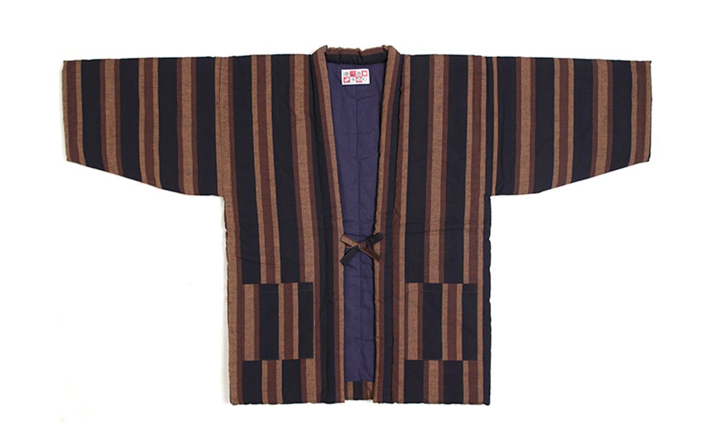 
            【2025年8月下旬より順次発送】 藍調袢天 （ はんてん ） 黒茶縞
          