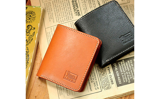 紙幣とカードのコンパクト折り畳みウォレット　ビンテージブラック