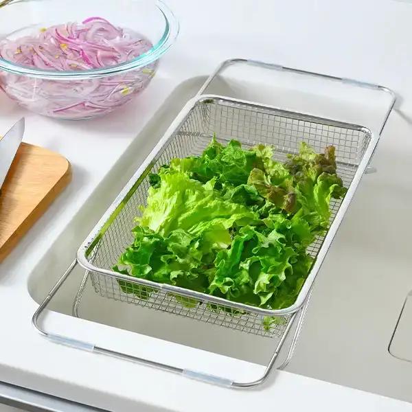 水切りメッシュかご シンクの中でも外でも ステンレス製 水切り 食洗器対応 [leye]