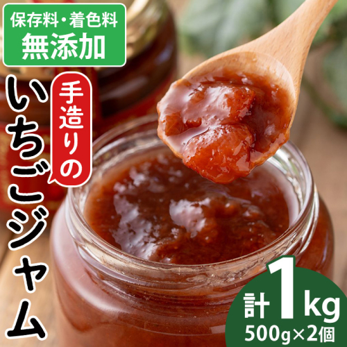 No.1382 手造りイチゴジャム(約500g×2本) 国産 鹿児島県産 いちご 苺 ジャム フルーツ 果物 手作り 調味料 小分け 贈答 プレゼント 着色料無添加 保存料無添加【片平観光農園】