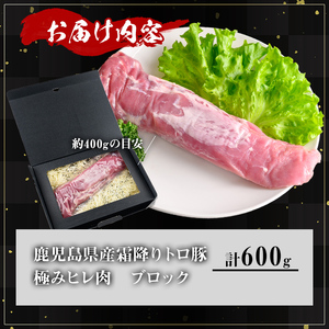 鹿児島県産霜降りトロ豚 極みヒレ肉 (600g) 豚肉 冷凍 ヒレ肉【KNOT】 A622