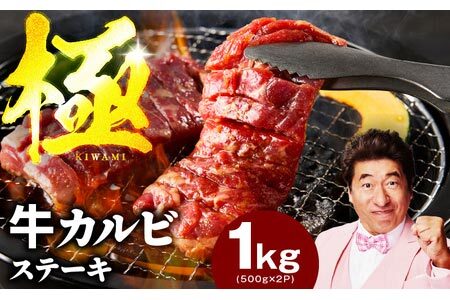 【新登場】赤身カルビ ステーキ 1kg 焼肉用 500g×2P【氷温熟成×特製ダレ 牛肉 バラ 切り落とし 訳あり サイズ不揃い】