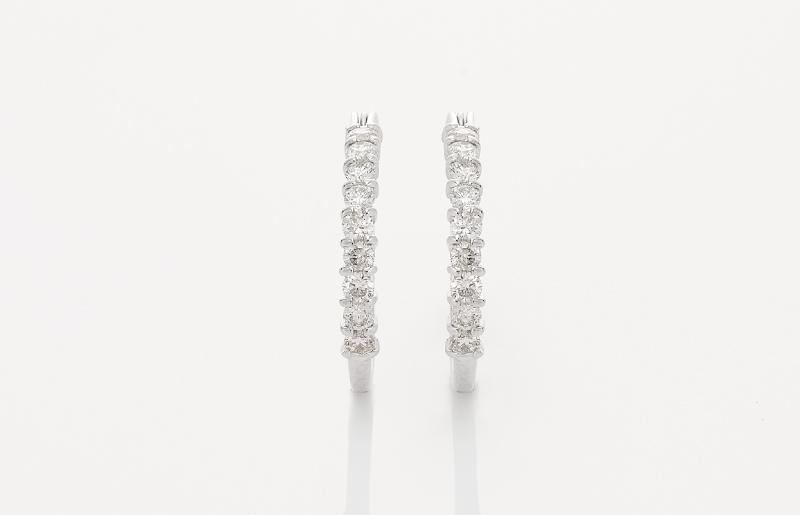 アルカンシェル K18WG ダイヤ フープピアス（計0.20ct）【鑑別書付き ジュエリー プレゼント ギフト ファッション アクセサリー 贈り物 贈答 お祝い 記念日】 J012-4