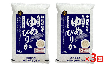 玄米 北海道赤平産 ゆめぴりか 10kg (5kg×2袋) 特別栽培米 【3回お届け】 米 北海道 定期便 ふるさと納税 お米 