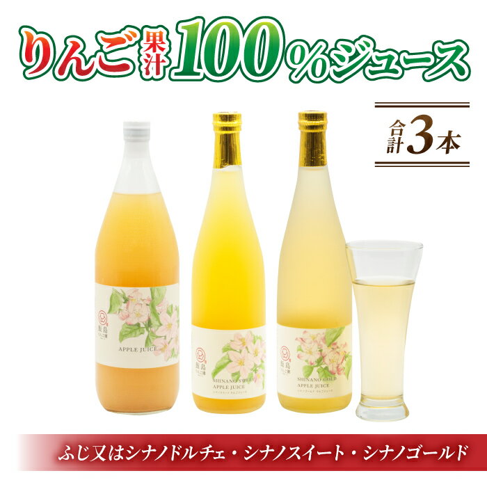 【ふるさと納税】果汁100％りんごジュース3種3本セット｜飯島りんご園