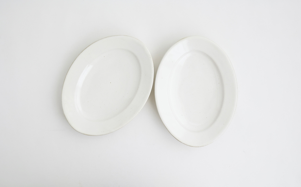 
                  【Awabi ware】 オーバル皿M ペアセット （白磁×２） 《決済から3ヶ月前後で発送》
                