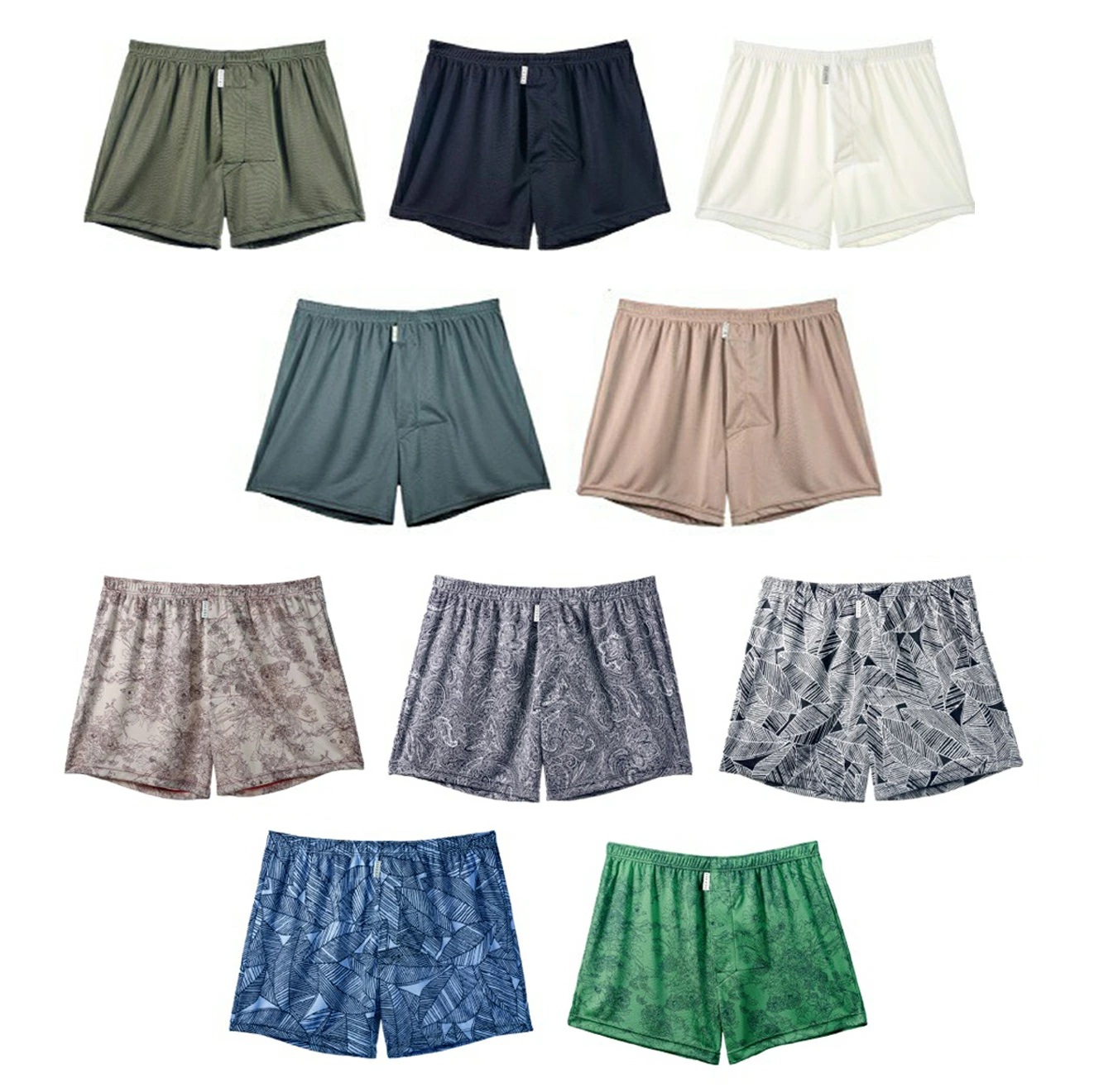 メンズ 下着 ショートトランクス Mサイズ 全色10枚セット （柄もの5色・無地もの5色）Mサイズ 締め付け感の無い/専用BOX付き ZIVANE / アンダーウェア