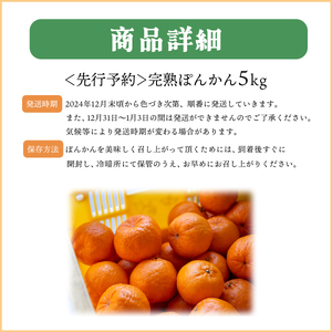 F-02 【先行予約】完熟ぽんかん＜5kg＞　F109 【株式会社フクチャンFARM】
