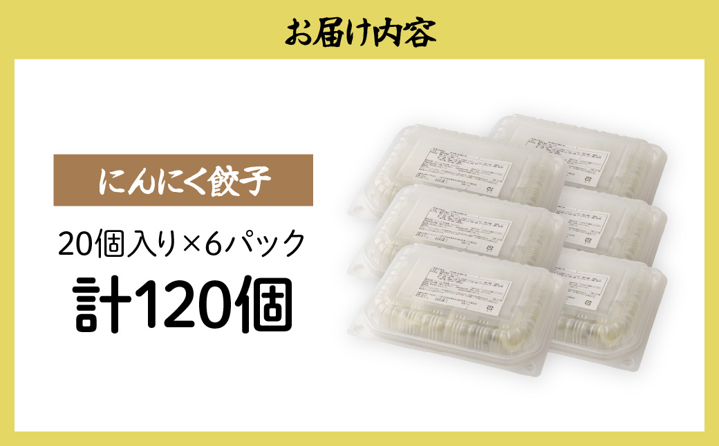 にんにく餃子20個×6箱 餃子 120個 人気店の旨味あふれる冷凍餃子 | 大容量 ギョウザ 冷凍餃子 ギョーザ 冷凍ギョウザ 冷凍 冷凍ぎょうざ ぎょうざ ぎょーざ おいしい 手軽 食べ比べ 美味し