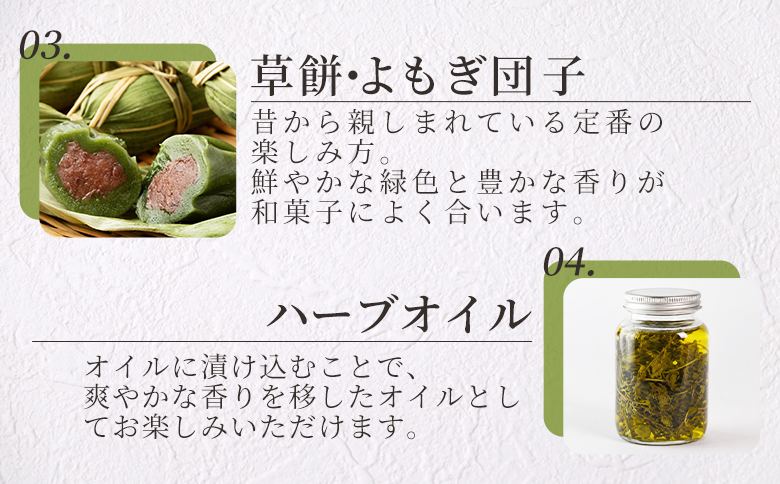 ＜よもぎ＞15g 1袋 国産 野草シリーズ 乾燥 お茶 飲み物 野草酒 料理 ポプリ 化粧品 入浴剤 染料 肥料 アレンジ ハーブティー 持ち運びに便利 プチギフト プレゼント 宮崎県 三股町【MI7