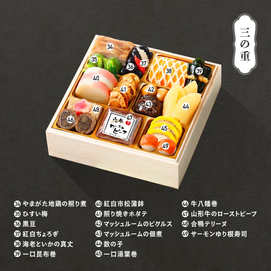 ＜赤坂あじさい＞和風おせち三段重『桂』(冷蔵)3～4人前【12月31日お届け】