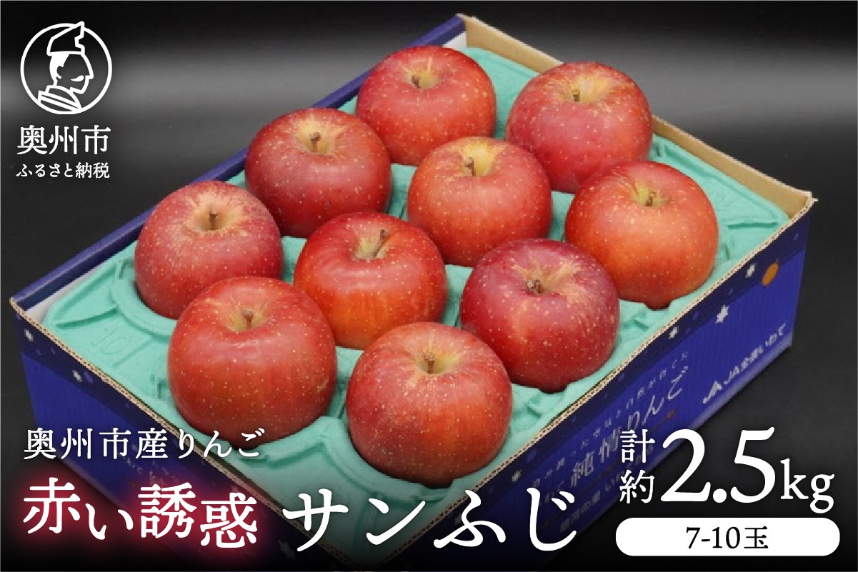 
                  奥州市産りんご 赤い誘惑「サンふじ」 約2.5kg (7~10玉) 厳選 林檎 りんご サンフジ フルーツ 果物 期間限定 数量限定 自宅用 家庭用 贈答 ギフト [AQ079]
                