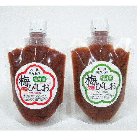 【ふるさと納税】昆布 若狭の梅びしお2つセット かつお味 こんぶ味 加工食品 カツオ チューブタイプ おにぎりの具 梅干し 梅のクエン酸 調味料 福井県若狭町
