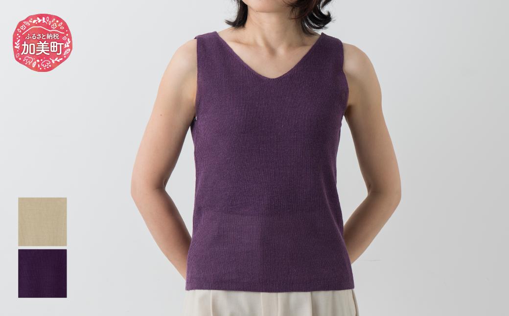 
            リネン タンクトップ ２WAY 女性用《白田のカシミヤ》【全2色 M～3L】クリームイエロー ベリーパープル ｜ 天然素材 春夏 レディース
          