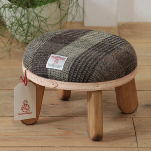 まぁるいスツール【ブラウンチェック】 子供 椅子イスキッズ HARRIS TWEED（ハリスツイード）