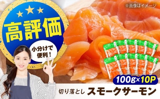 【12/17入金まで年内発送】サーモン 鮭 スモークサーモン  （切り落とし）100ｇ×10パック 長浜市/株式会社中村屋 [AQAJ019] サーモン サーモン 鮭 スモークサーモン スライス 切り落とし 小分け 燻製 薫製 サーモン 前菜 おつまみ グルメ  簡単 レシピ おかず ディナー ヘルシー サラダ 前菜 人気 洋風 手作り 保存食 柔らかい 低カロリー 年内発送