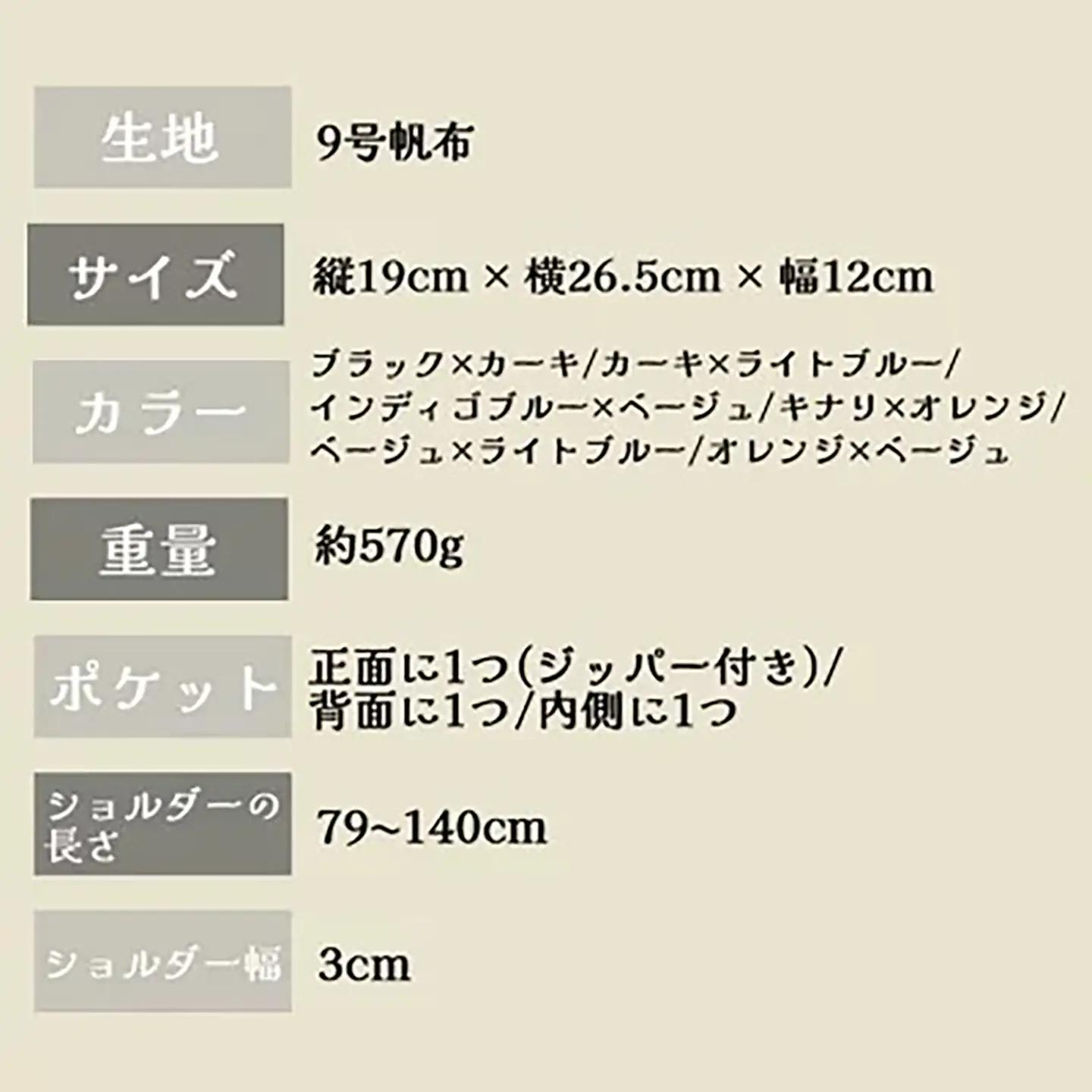 ショルダーバッグ ごきげんショルダー・その２（ブラック×カーキ） 帆布