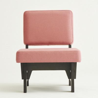 ふるさと納税 海南市 和歌山県海南市　高品質な一人掛け組み立てソファ　キャンバスピンク(フレームブラック)