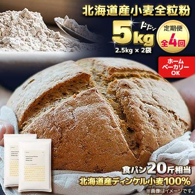 ふるさと納税 室蘭市 【毎月定期便】北海道産 スペルト小麦全粒粉 ディンケルスター 5kg全4回