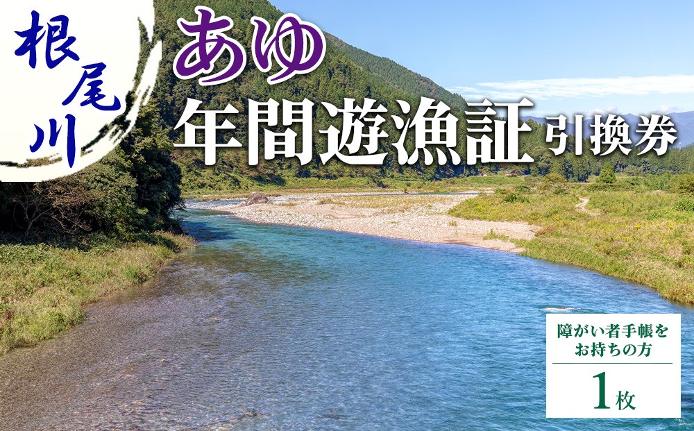 
                  【障がい者手帳をお持ちの方　あゆ 年間遊漁証引換券（令和8年シーズン用）】| 根尾川 釣り あゆ 鮎 あゆ釣り 鮎釣り 年間遊漁証引換券 年券 チケット 引換券 根尾川筋漁業協同組
                