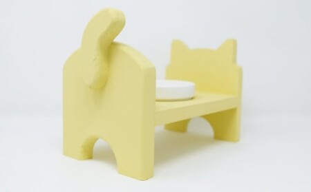ペット用品 猫ちゃん想いの猫型 フードスタンド・ミニ イエロー ペット 猫 ねこ 