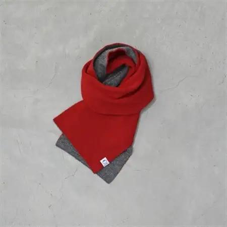 【 OTA KNIT 】ちくちくしないマフラー 無地(レッド×グレー)_装飾品・工芸品 マフラー・手袋 服飾小物 _【1554347】