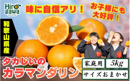
                  タカじいの カラマンダリン 家庭用 5kg サイズおまかせ M～2L / カラ カラオレンジ カラみかん 訳あり 和歌山 有田 柑橘 ※2027年4月中旬～5月に順次発送 【krs015-c-5A】
                