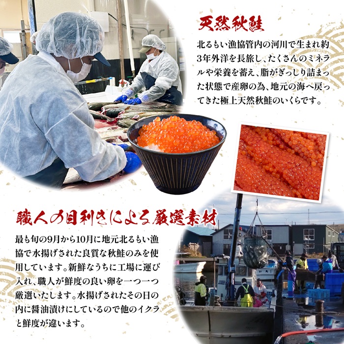 【定期便：全3回】 【新物！天然秋鮭】北海道産 いくら醤油漬け 360g(180g×2) | オンライン 申請 ふるさと納税 北海道 羽幌 国産 天然 さけ いくら 秋鮭 いくら丼 小分丼 海鮮 卵 