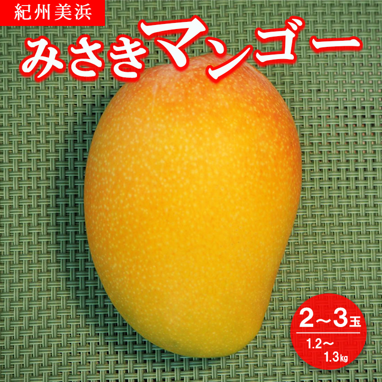 紀州美浜みさきマンゴー2～3玉（1.2～1.3kg）
※着日指定不可
※離島への配送不可
※2023年7月中旬～8月下旬頃に順次発送予定