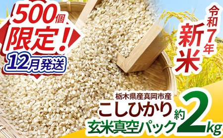 【先行予約】【ふるさと納税】いちご農家さん応援米！令和7年度新米 真岡市産こしひかり（玄米真空パック) 約2kg  | 新米 真岡市産 こしひかり 真空 パック 米  お米 玄米 もちもち ふるさと納税 栃木県 真岡市 送料無料