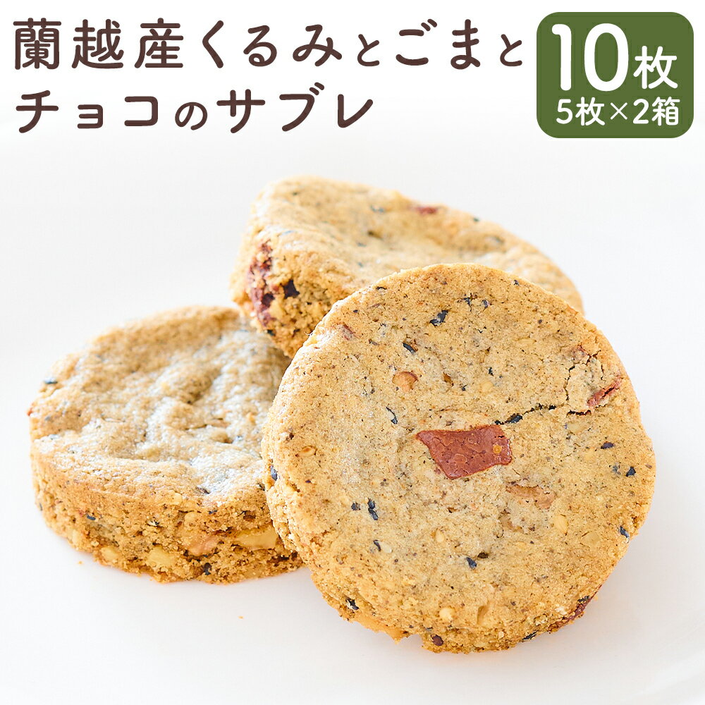 【ふるさと納税】蘭越産くるみとごまとチョコのサブレ 計10枚（5枚×2箱） パティスリーフレイ チョコレート お菓子 洋菓子 焼き菓子 スイーツ デザート おやつ クルミ 胡桃 黒ごま ゴマ 胡麻 北海道産 国産 北海道 蘭越町 送料無料