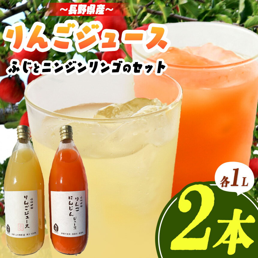 【ふるさと納税】 リンゴジュース 信州伊那産 りんごジュース 1000ml×2本（ふじ、ニンジンリンゴMIX）｜りんごジュース サンふじ にんじん 甘い 飲料 美味しい フルーツ 伊那 伊那産 長野県 ふるさと納税