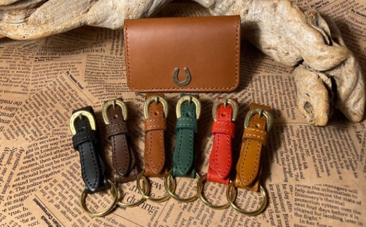 蹄鉄付き名刺入れ(ブラウン)＆蹄鉄バックルキーリング(ブラウン)　栗東市 / 株式会社ブルズエフ [BIAU365]