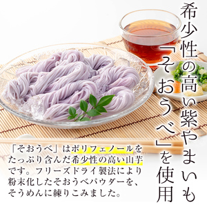 ≪栽培期間農薬不使用≫紫やまいも【そおうべ】そーめん(計1.5kg・250g×6袋) やまいも そうめん 無農薬【曽於市観光協会】A496