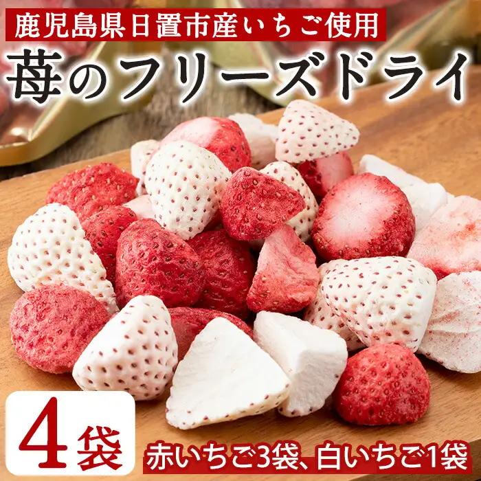 いちご フリーズドライ セット 赤いちご 3袋 白いちご 1袋 保存料無添加【ままりあ農園】No.464 