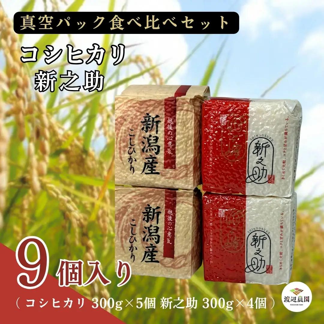 食べ比べ 真空パック 300g×9個 コシヒカリ 5個 新之助 4個 こしひかり | 新潟県 五泉市 コシヒカリ