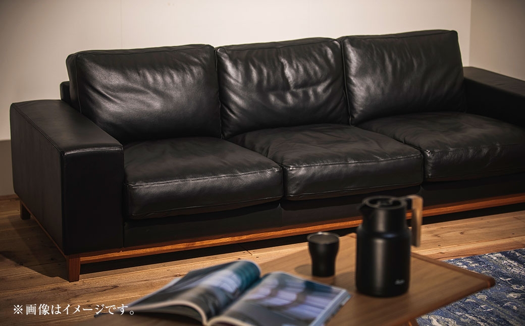 フロー3人掛ソファ（ウォールナット-本革BR） ／  インテリア 家具 ソファ モダン リビング 革 レザー ローソファ