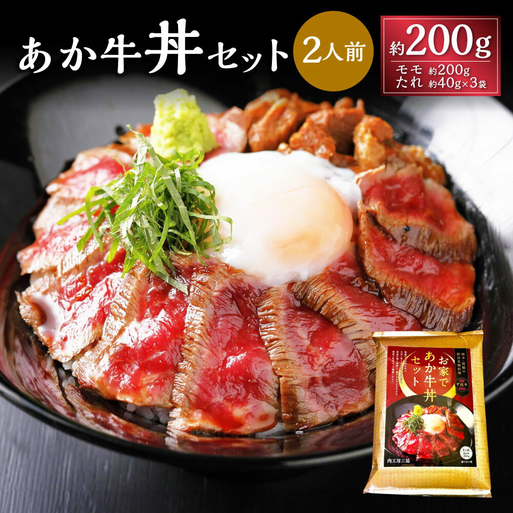 【ふるさと納税】熊本和牛 あか牛丼（2人前）セット（あか牛モモ 約200g、あか牛のたれ 約40g×3袋） 牛肉 赤牛 和牛 冷凍 丼ぶり 丼物 ステーキ丼 牛丼 国産 九州 熊本 熊本県 上天草市 送料無料